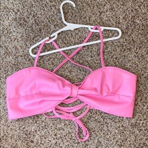 Leather Pink Bow Top